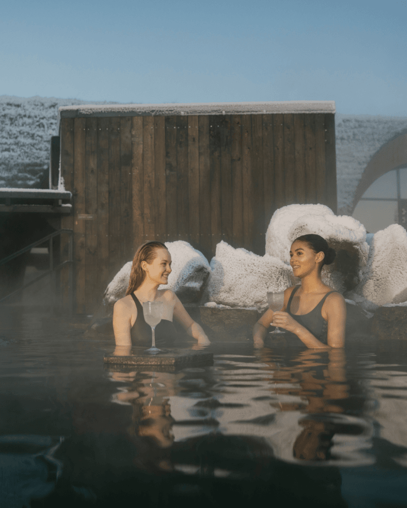 Guests relaxing in the lagoon after a meeting