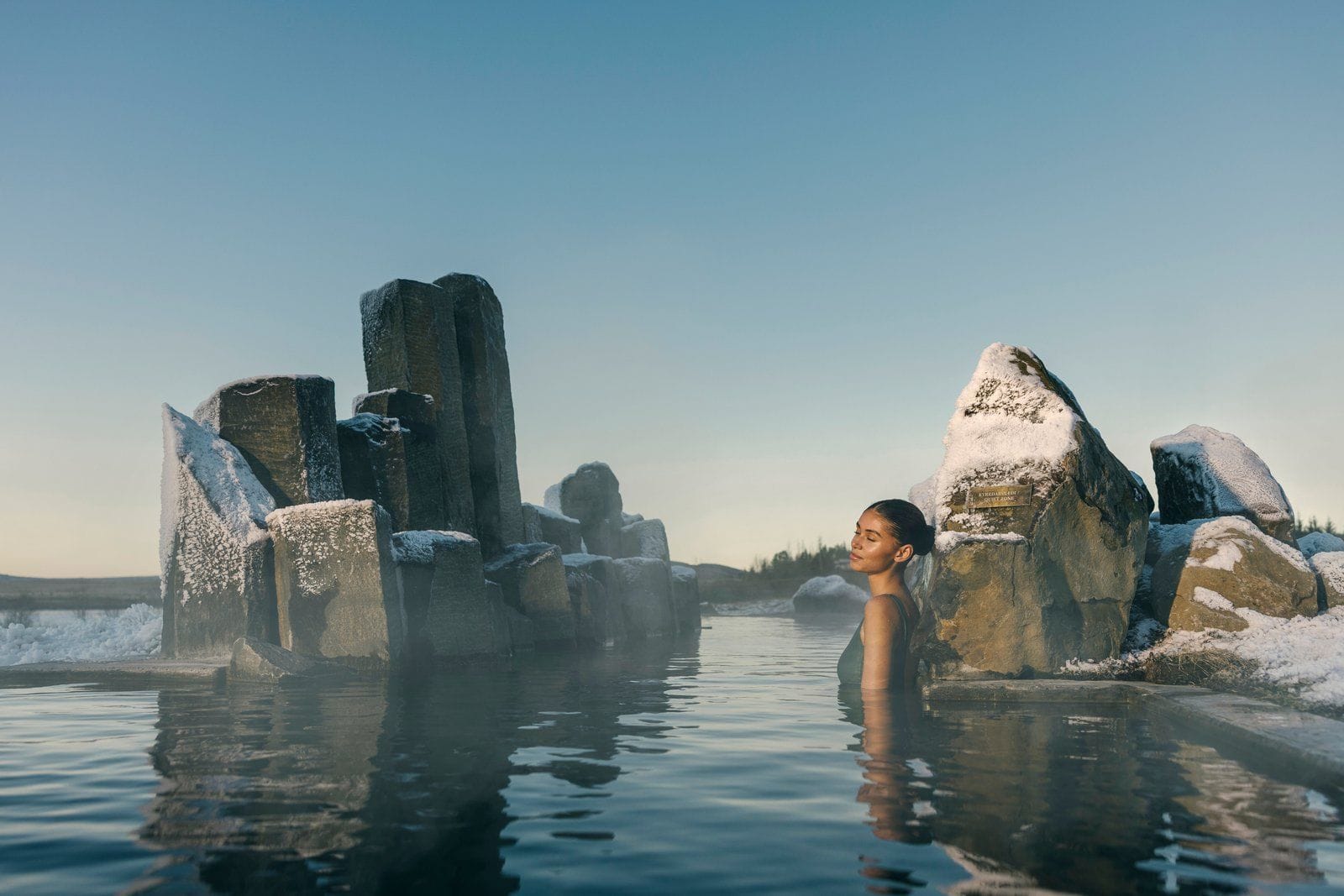 person enjoying the stillness in Laugaras lagoon
